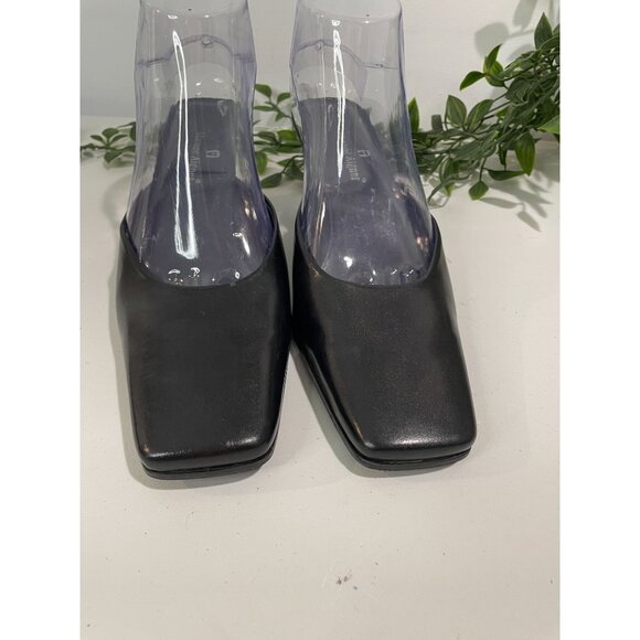 Etienne Aigner Womens Square Toe Black Leather Mules Size 7M - Picture 4 of 12